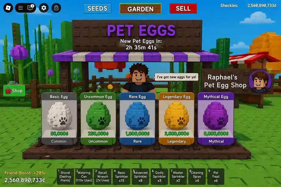Toko Telur Pet Grow a Garden dengan berbagai telur yang tersedia untuk dibeli