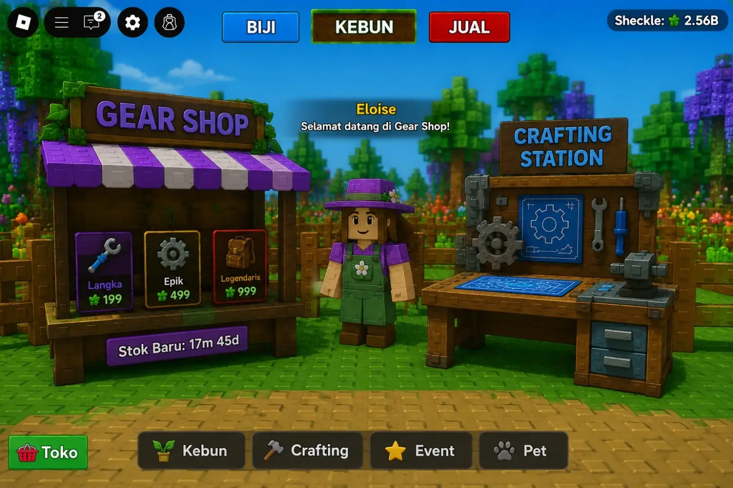 Lokasi Gear Shop, Eloise, dan Crafting Station di Grow a Garden.
